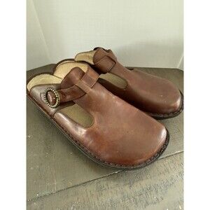 Alegria By Pg Lite Brown Leather Crocs Style Slide-on Sandal 41 (10 US)